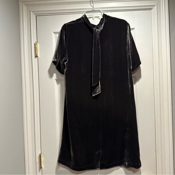 NWT Eileen Fisher Dress Crushed Velvet Mock Neck Tie Back Sheath Oversized - Picture 7 of 16